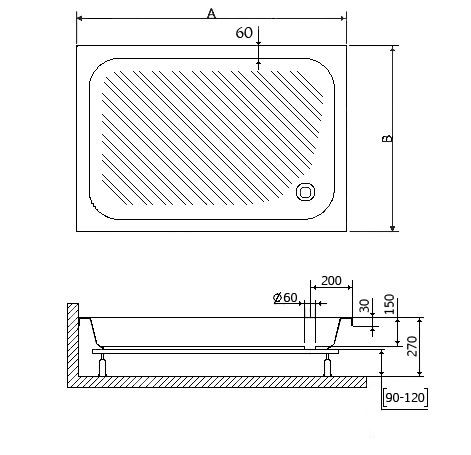 Душевой поддон прямоугольный RGW B/CL-S 900x1200 16180292-51