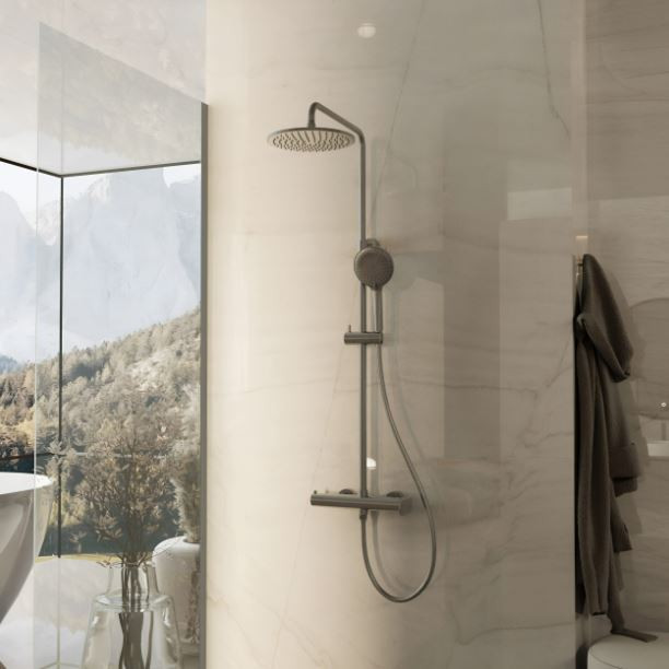 Душевая система Vincea Rondo VSFS-1R0GM вороненая сталь