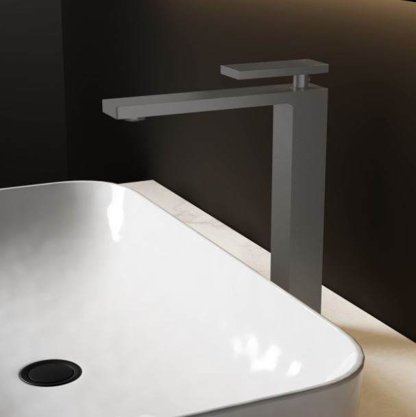 Смеситель Vincea Dice VBF-2DS2GM для раковины высокий вороненая сталь