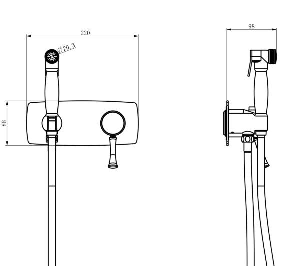 Комплект гигиенического душа Lemark Peretto LM6319RB черный кофе