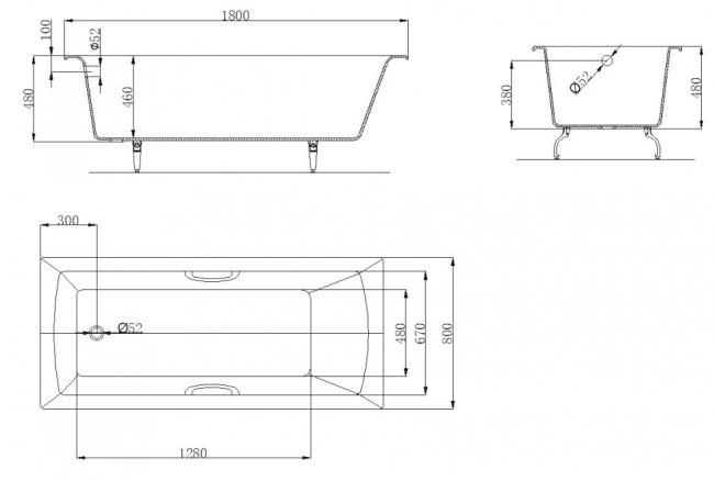 Ванна чугунная OWL Konung 180*80 OWLIB191115