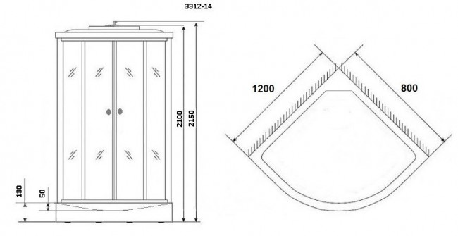 Душевая кабина Niagara NG-3312-14L 120*80 левая