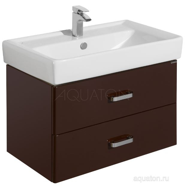 Тумба под раковину Акватон Америна 80 1A137701AM430 темно-коричневая