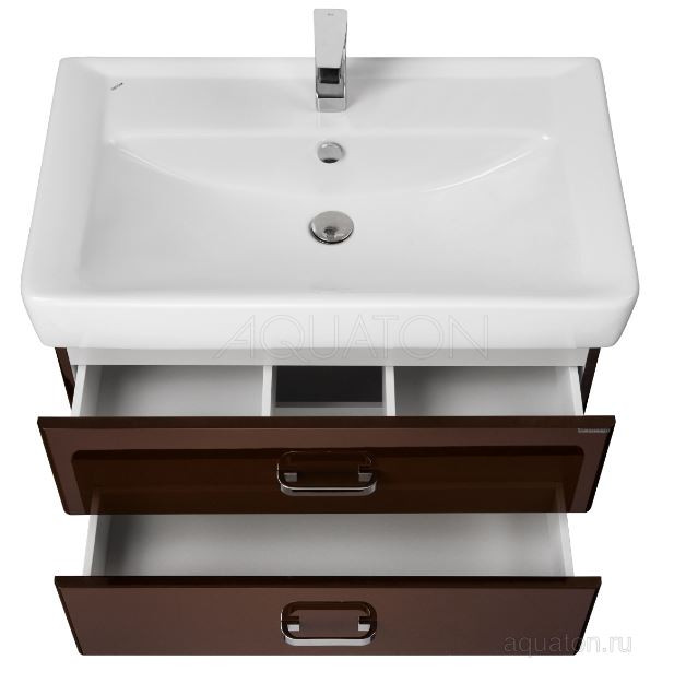 Тумба под раковину Акватон Америна 80 1A137701AM430 темно-коричневая
