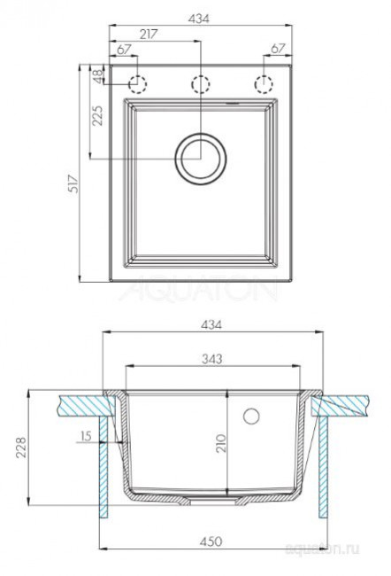 Мойка для кухни Акватон Линеа 43 1A732932LW230 серая