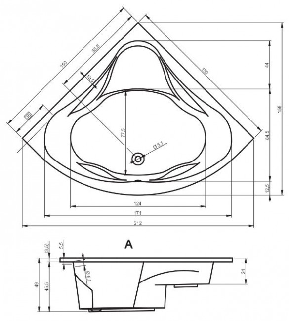 Ванна акриловая Riho Neo 150*150 B077001005