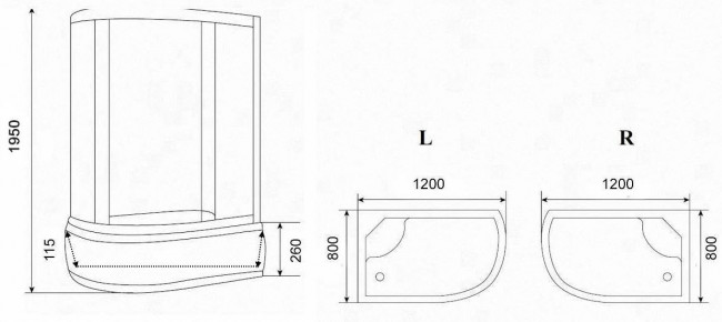 Душевой уголок Parly ZFM1201R 120*80 правый