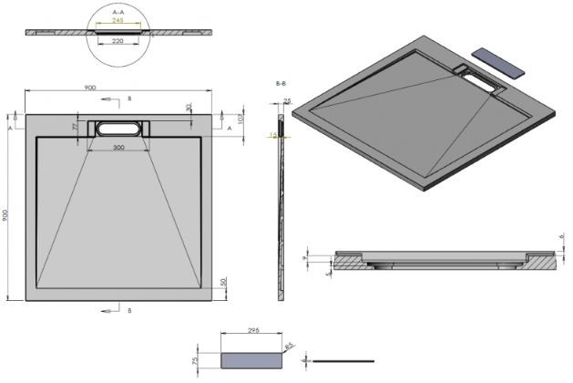 Поддон из искусственного камня Esbano ESP-LX90W 90*90 белый матовый
