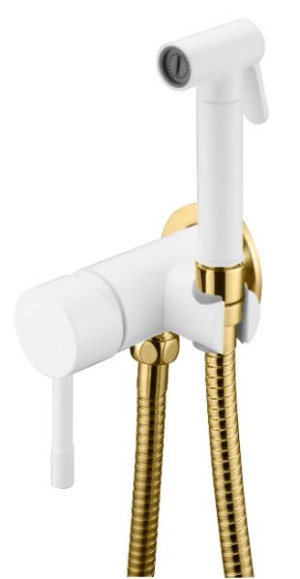 Комплект гигиенического душа Boheme Uno 467-WG белый матовый/золото