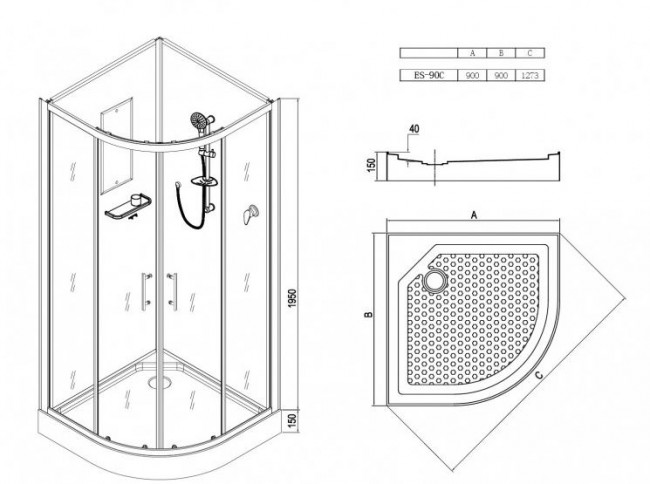 Душевая кабина Esbano ES-90C 90*90