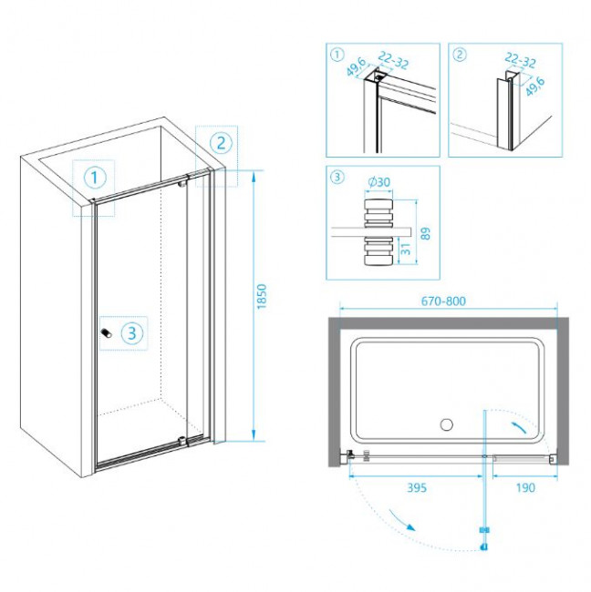 Душевая дверь RGW PA-02B 67-80 04080207-14 прозрачное