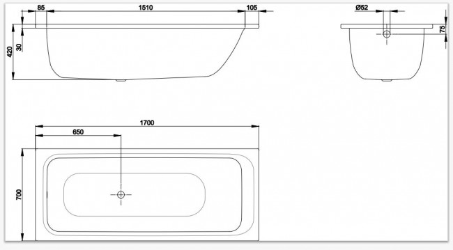 Ванна стальная Bette BetteSelect 170*70 3411-000PLUS GlasurPlus