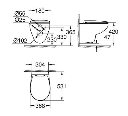 Унитаз подвесной Grohe Bau Ceramic 39351000 безободковый с микролифтом