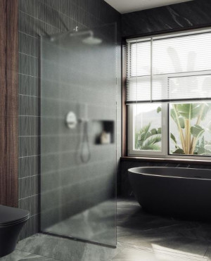 Душевая перегородка MaybahGlass 109*195 MGD-680-4у узкий профиль хром глянец/стекло сатин