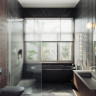 Душевая перегородка MaybahGlass 109*195 MGD-680-4у узкий профиль хром глянец/стекло сатин