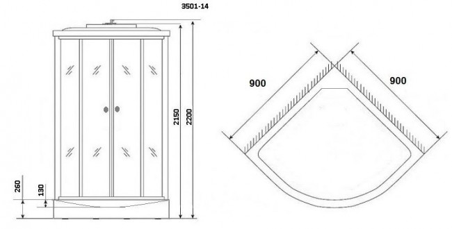 Душевая кабина Niagara NG-3501-14 90*90