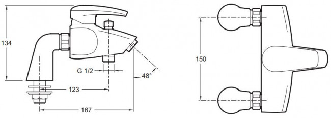 Смеситель Jacob Delafon Panache E71242-CP для ванны