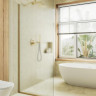 Душевая перегородка MaybahGlass 109*195 MGD-680-3у узкий профиль золото матовое/стекло сатин