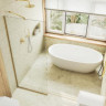 Душевая перегородка MaybahGlass 109*195 MGD-680-3у узкий профиль золото матовое/стекло сатин