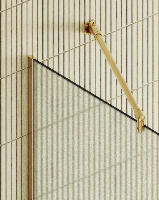 Душевая перегородка MaybahGlass 109*195 MGD-680-3у узкий профиль золото матовое/стекло сатин