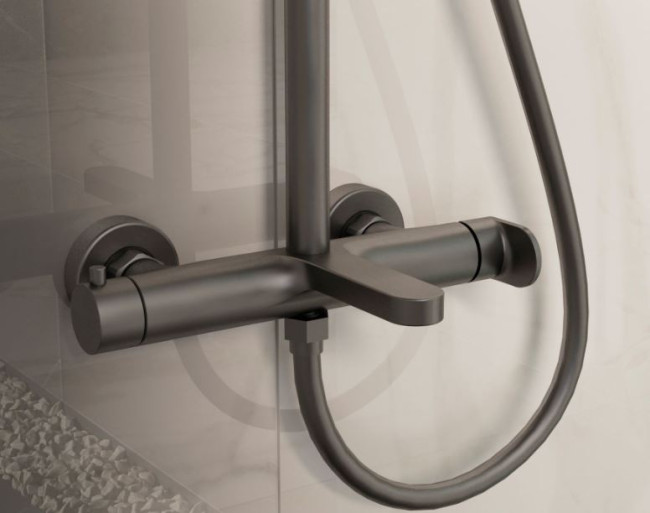 Душевая система Vincea Rondo VSFS-1R1GM вороненая сталь