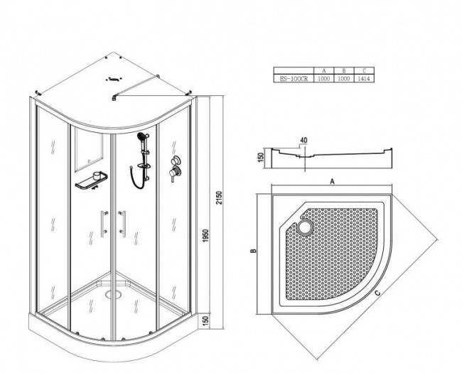 Душевая кабина Esbano ES-100CR 100*100