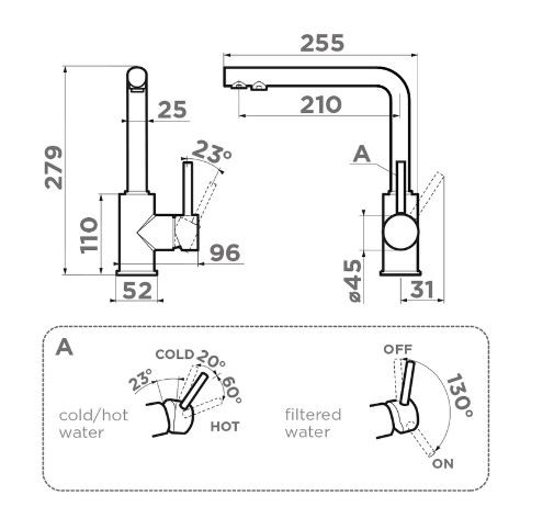 Смеситель Omoikiri Nakagawa 2 Plus-BN 4994342 для кухни с подключением к фильтру нержавеющая сталь