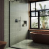 Душевая перегородка MaybahGlass 109*195 MGD-680-6у узкий профиль черный матовый/стекло сатин