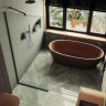 Душевая перегородка MaybahGlass 109*195 MGD-680-6у узкий профиль черный матовый/стекло сатин