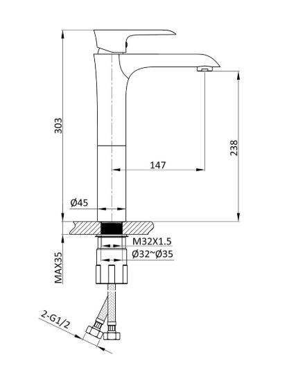 Смеситель Vincea Esse VBF-1E2MB для раковины высокий черный матовый