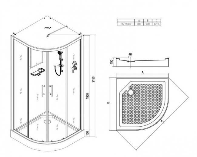 Душевая кабина Esbano ES-90CR 90*90