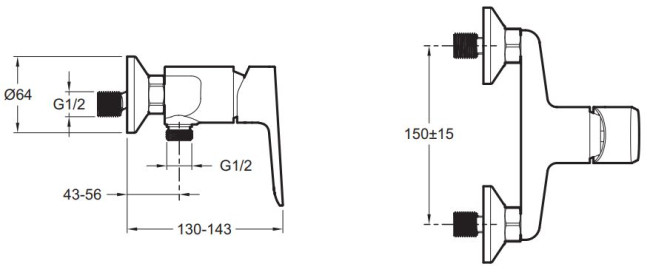 Смеситель Jacob Delafon Oscar E29843-CP для душа