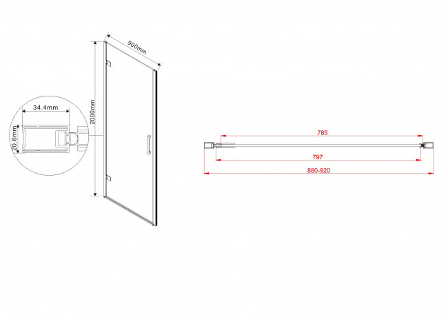 Душевая дверь Vincea Flex 90 VDP-1F900CLB прозрачное