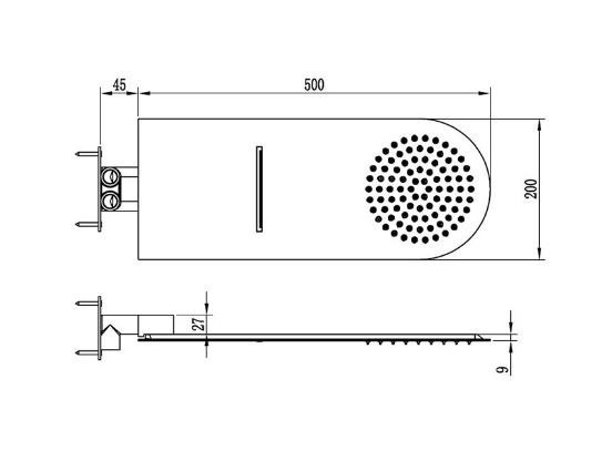 Верхний душ RGW SP-62 54*20 21140362-01 пристенный с водопадом