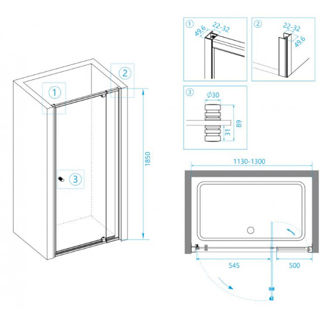 Душевая дверь RGW PA-02B 113-130 04080212-14 прозрачное