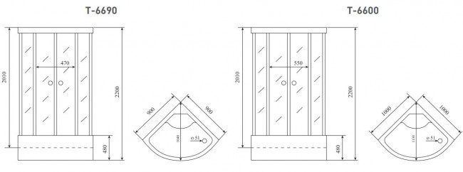 Душевая кабина Timo Standart T-6690 Black 90*90