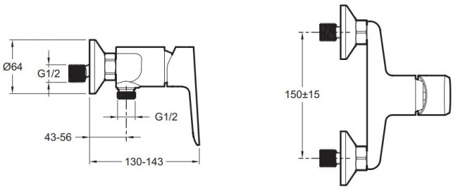 Смеситель Jacob Delafon Oscar E29843-BL для душа матовый черный