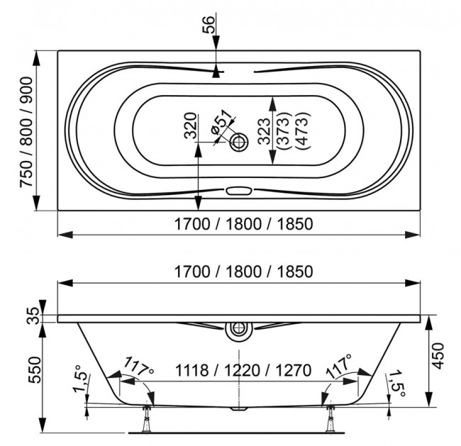 Ванна акриловая Vagnerplast Briana 185*90 VPBA185BRI2X-04