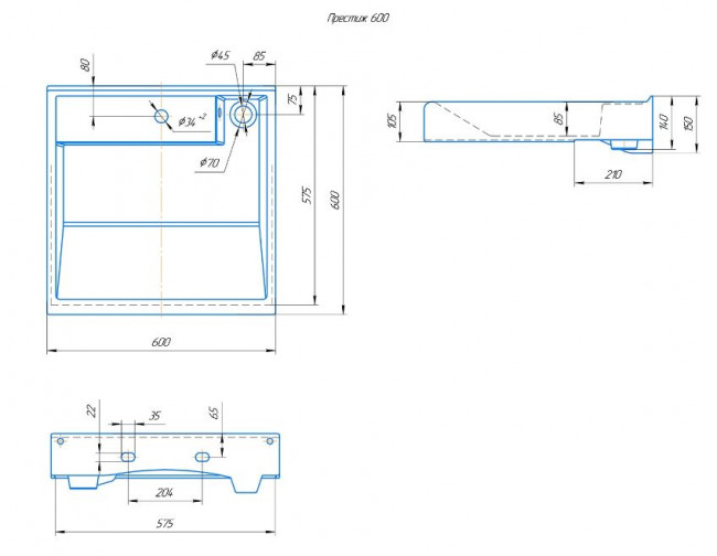 Раковина Kirovit Престиж 60 4630055556212 над стиральной машиной