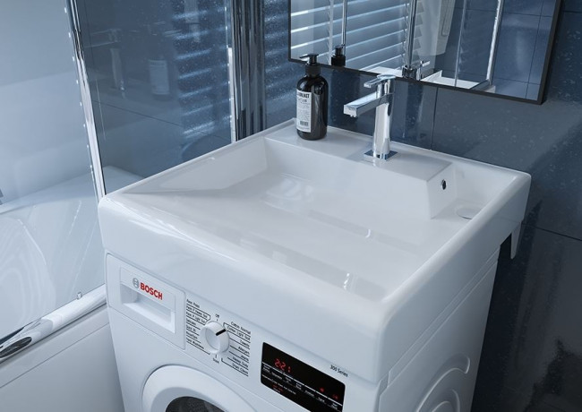 Раковина Kirovit Престиж 60 4630055556212 над стиральной машиной