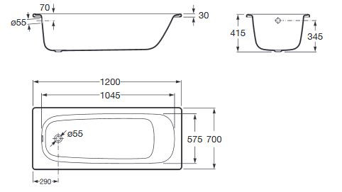 Ванна стальная Roca Contesa 120*70 212D06001