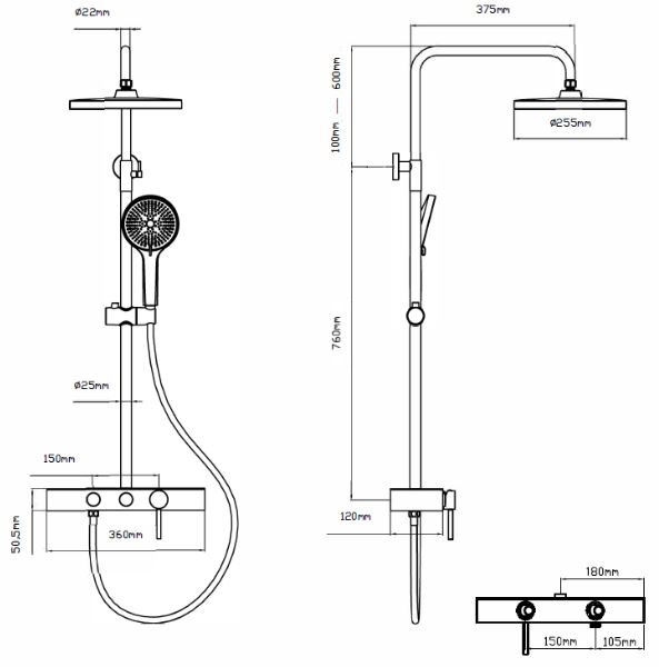 Душевая система Vincea VSFS-402MB черный матовый