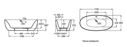 Ванна акриловая Roca Virginia 170*80 248313000 отдельностоящая