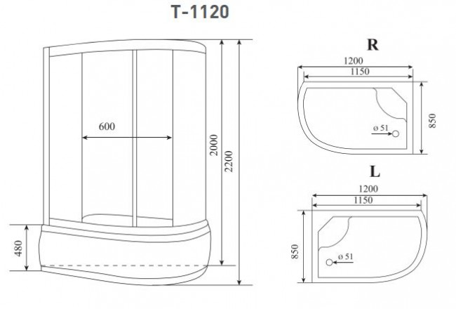 Душевая кабина Timo Standart T-1120 L 120*85 левая