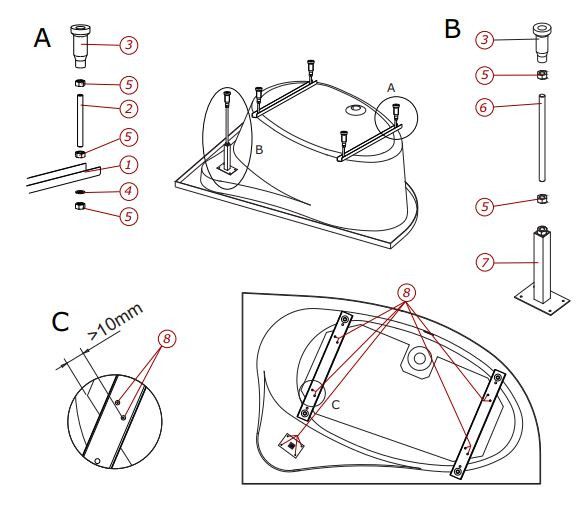 Ножки для ванн Riho 207096