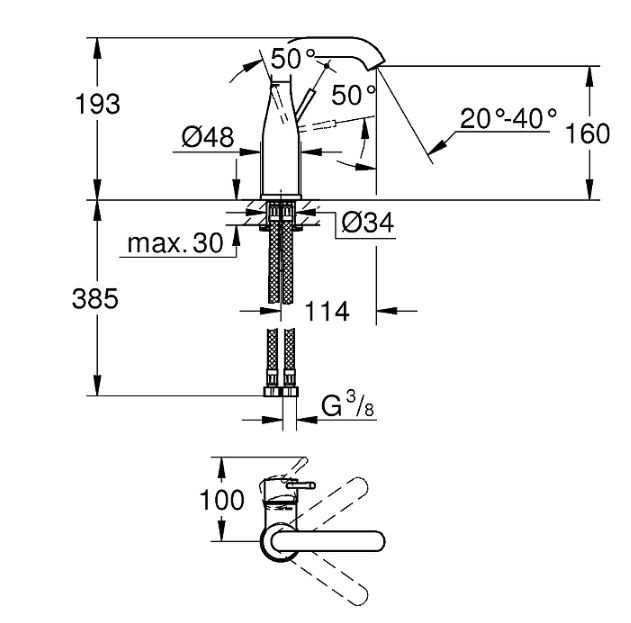 Смеситель Grohe Essence+ 23463001 для раковины