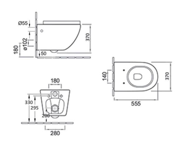 Унитаз подвесной Esbano Garcia ESUPGARCGM безободковый серый матовый