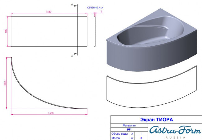 Панель фронтальная Astra-Form Тиора правая