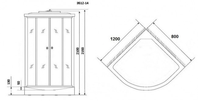 Душевая кабина Niagara NG-3512-14R 120*80 правая