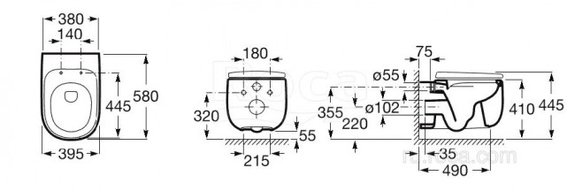Унитаз подвесной Roca Beyond 3460B7640 Onix безободковый без сиденья